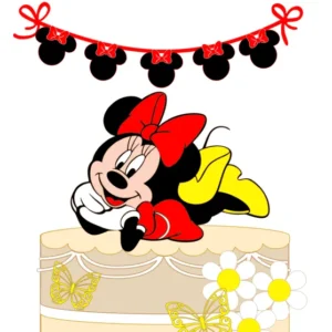 Topo de bolo da Minnie pronto para imprimir e cortar no Silhouette Studio. Ideal para decoração de aniversário e topper de festas.