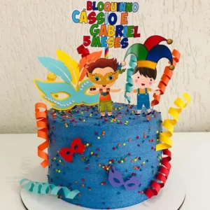 Topper de bolo Carnaval menino em Studio. Arquivo de corte para decoração de aniversário e festas.