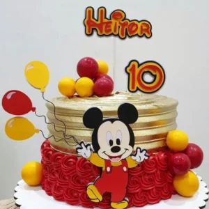 Topper de Bolo Tema Mickey em Arquivo de Corte Studio. Perfeito para decoração de festas de aniversário infantis. Serve como topo de bolo.