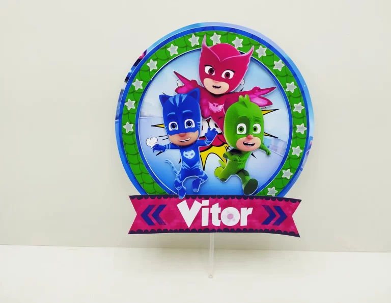 Kit aniversário simples do Pj Masks em Studio e Pdf. Topper, decoração, temas e festas.