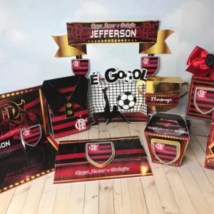 Moldes de decoração Flamengo para fazer em casa. Arquivo de corte, topper e festas.