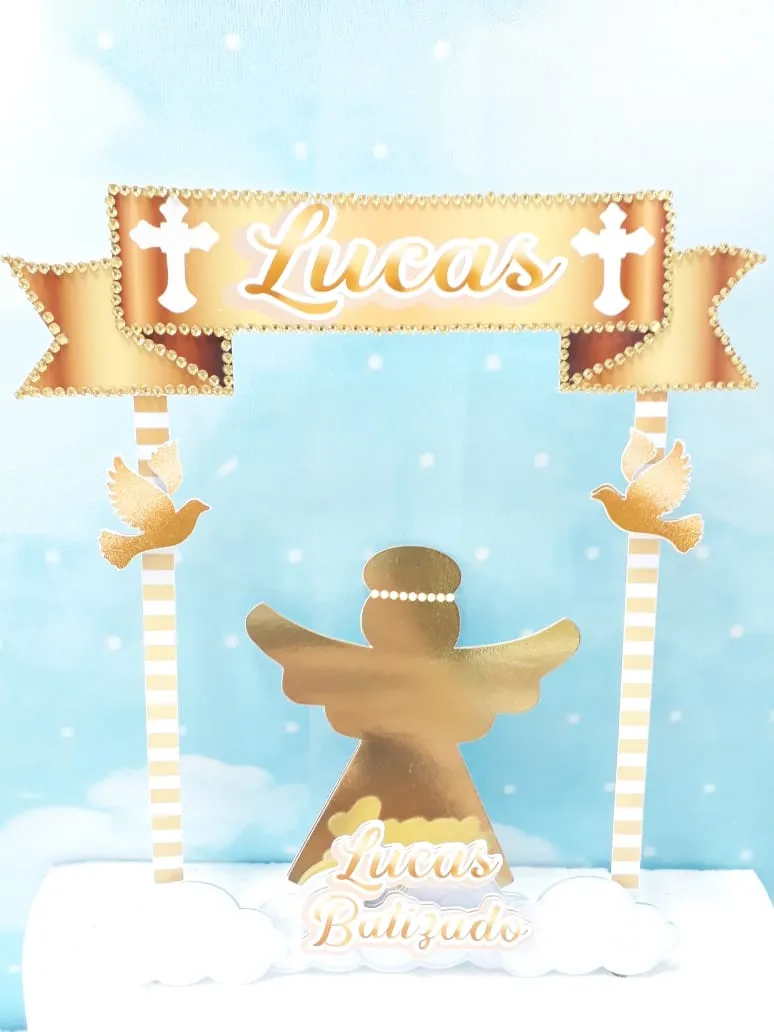 Decoração batizado personalizada arquivo Studio. Topper, temas, festas e arquivo de corte.