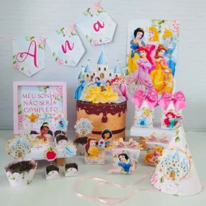 Centro de mesa Princesas Disney em Studio e Pdf. Decoração, topper e festas.