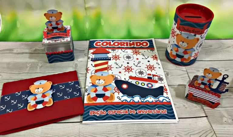 Decoração centro de mesa ursinho marinheiro agilidade. Topper, temas, festas e arquivo de corte.