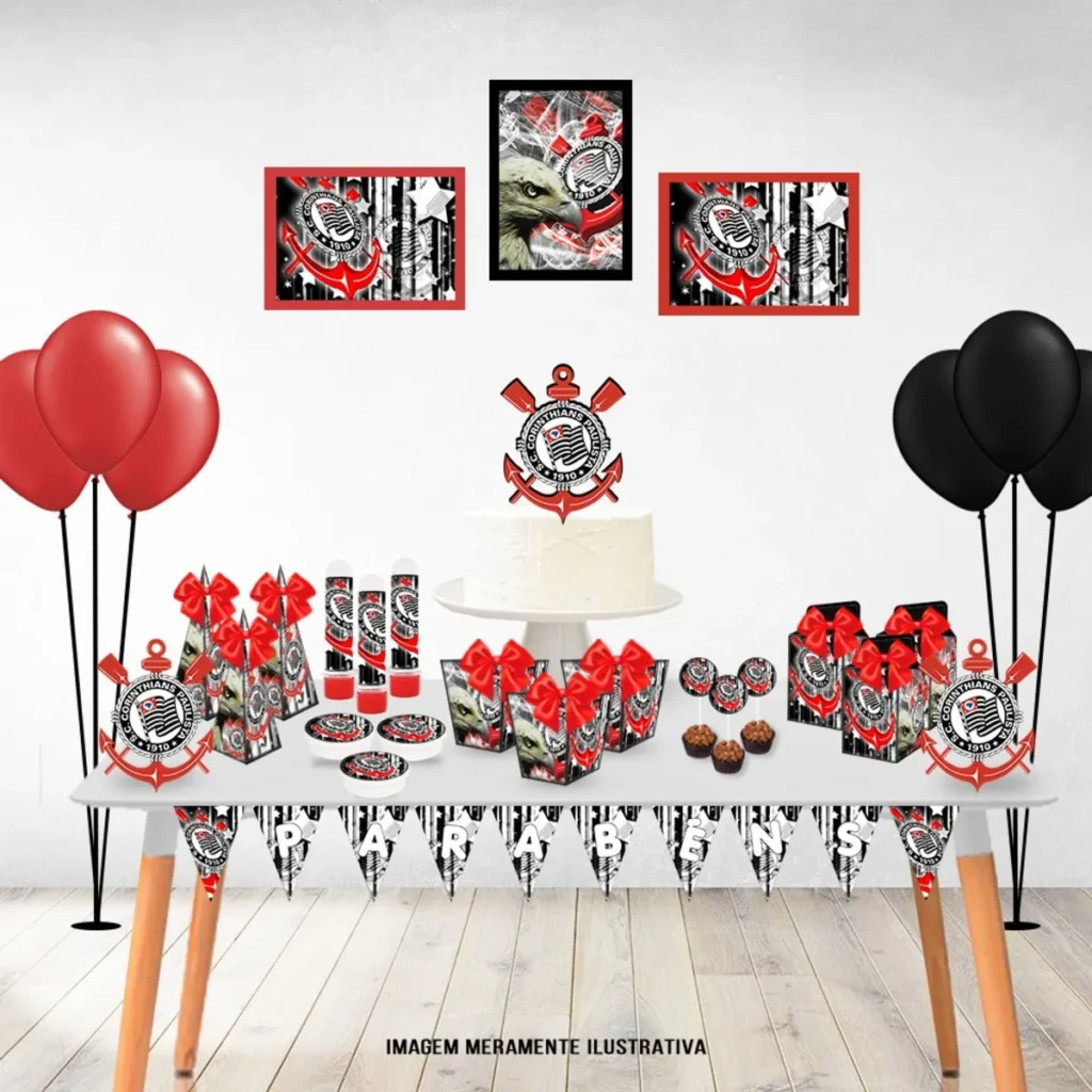 Decoração de aniversário Corinthians em Studio.