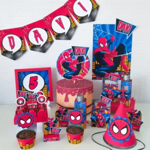 Kit profissional de decoração tema Homem Aranha. Topper, temas, festas e arquivo de corte.