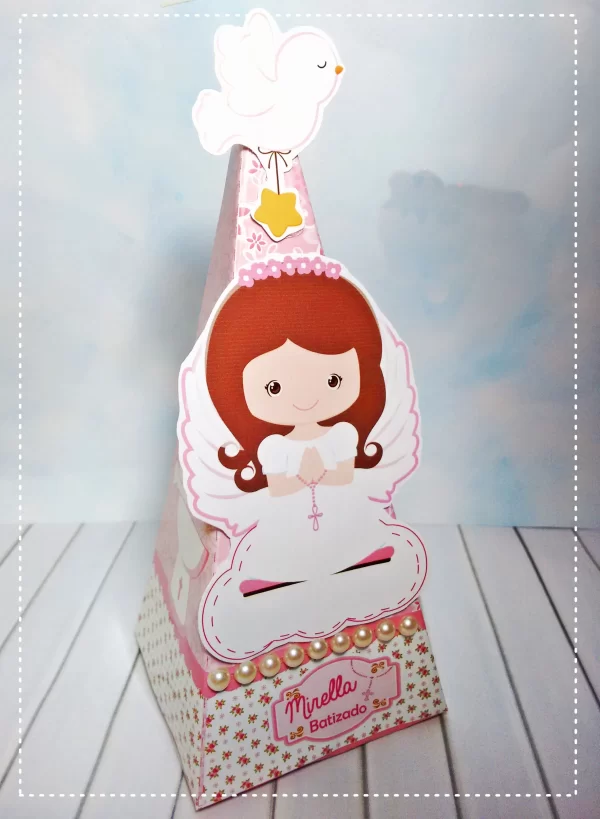 Decoração para batizado menina simples em Studio. Topper, temas, festas e arquivo de corte.