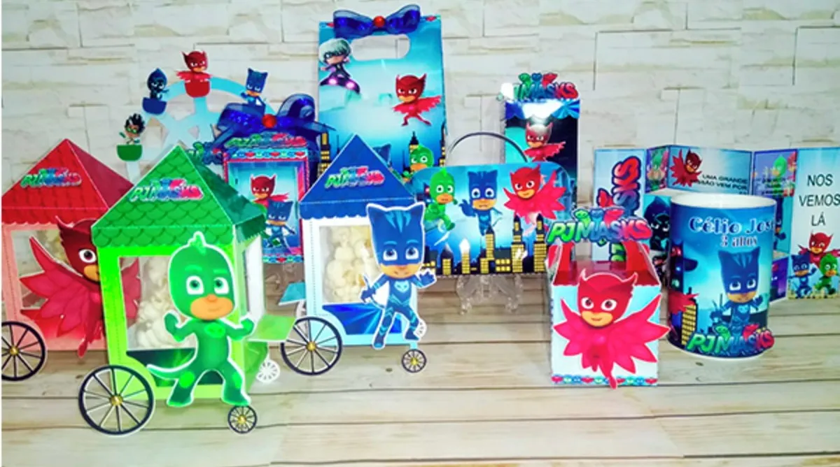 Arquivo de corte de lembrancinhas Pj Masks em Studio e Pdf. Topper, decoração, temas e festas.