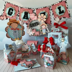 Kit topper de bolo fazendinha studio pdf. Decoração, temas, festas.