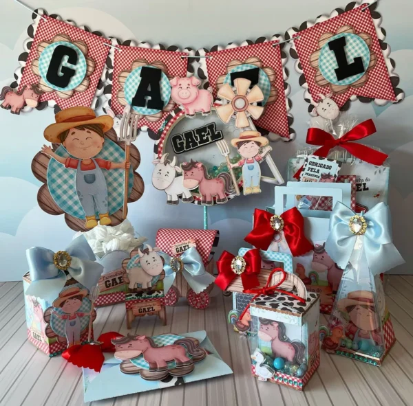 Kit topper de bolo fazendinha studio pdf. Decoração, temas, festas.