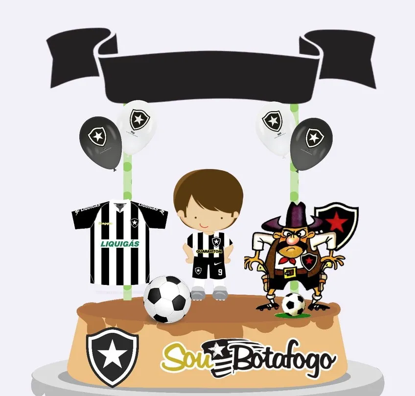Topper de bolo Botafogo em arquivo de corte.