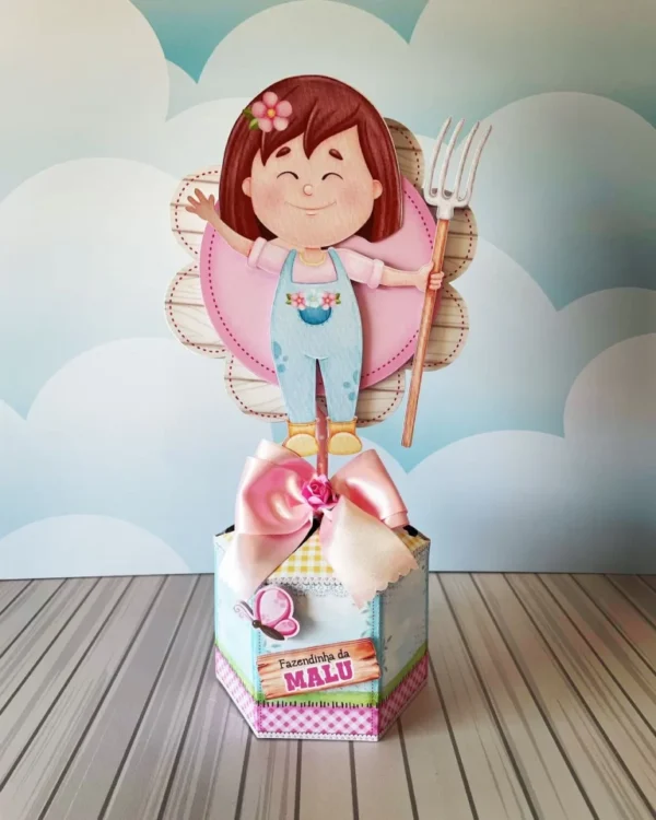 Download de arquivo de corte fazendinha menina. Topper, decoração, festas.