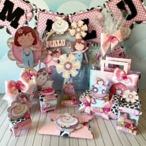 Tema aniversario fazendinha menina studio, png e pdf. Topper, temas, festas e topper.