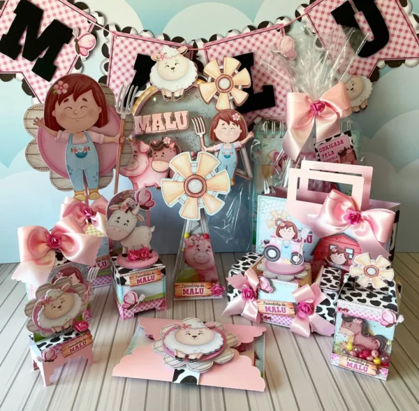 Tema aniversario fazendinha menina studio, png e pdf. Topper, temas, festas e topper.
