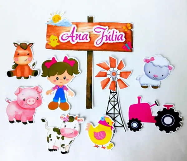 Decoração fazendinha para imprimir e cortar. Topper, temas, festas e topper.