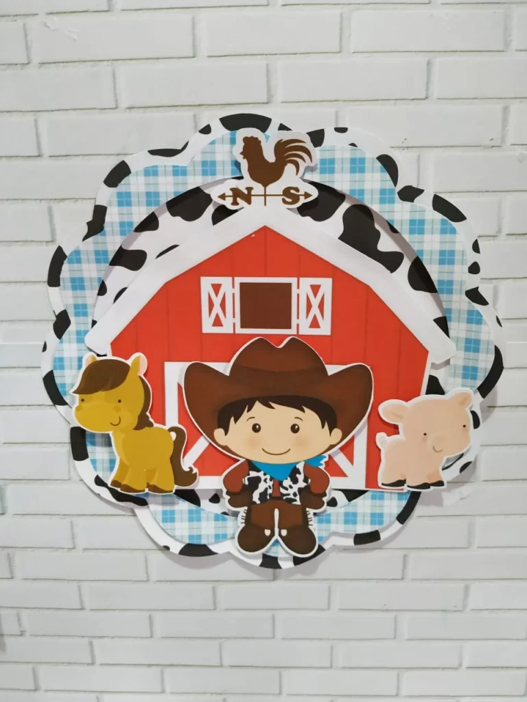 Kit completo de arquivos de corte tema Fazendinha Masculino para decoração, topper e centro de mesa digital.