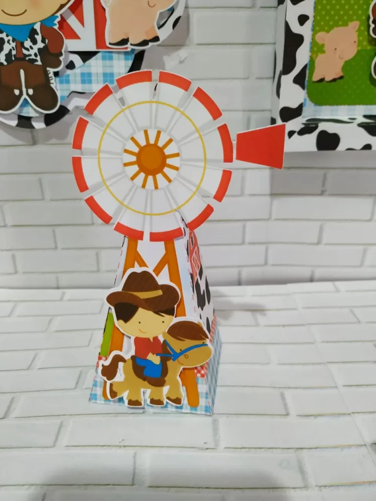 Centro de mesa tema Fazendinha Masculino, arquivo digital para decoração de festa de aniversário infantil para imprimir.
