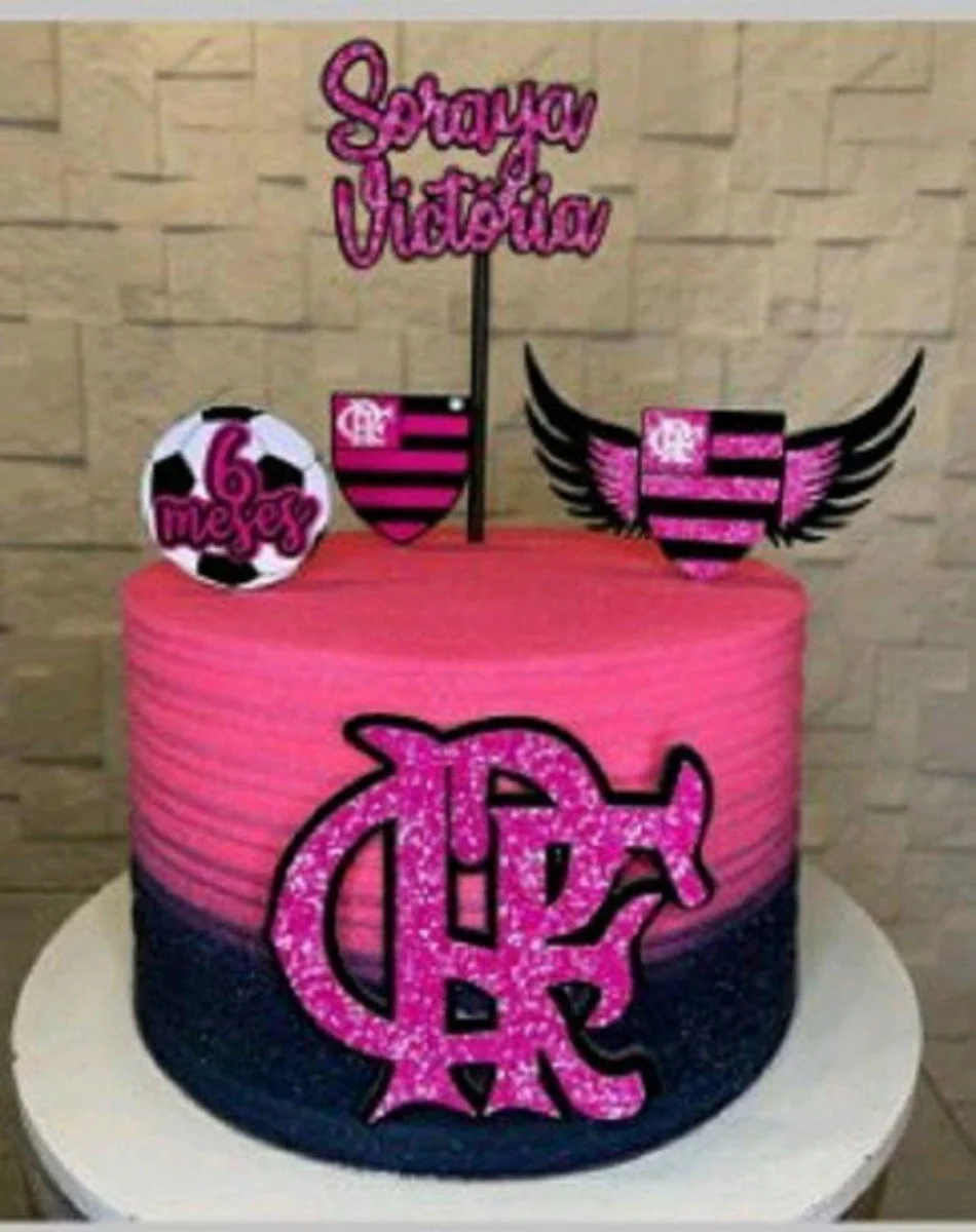 Arquivo de corte de topo de bolo Flamengo Feminino em Studio. Topper, decoração e festas.