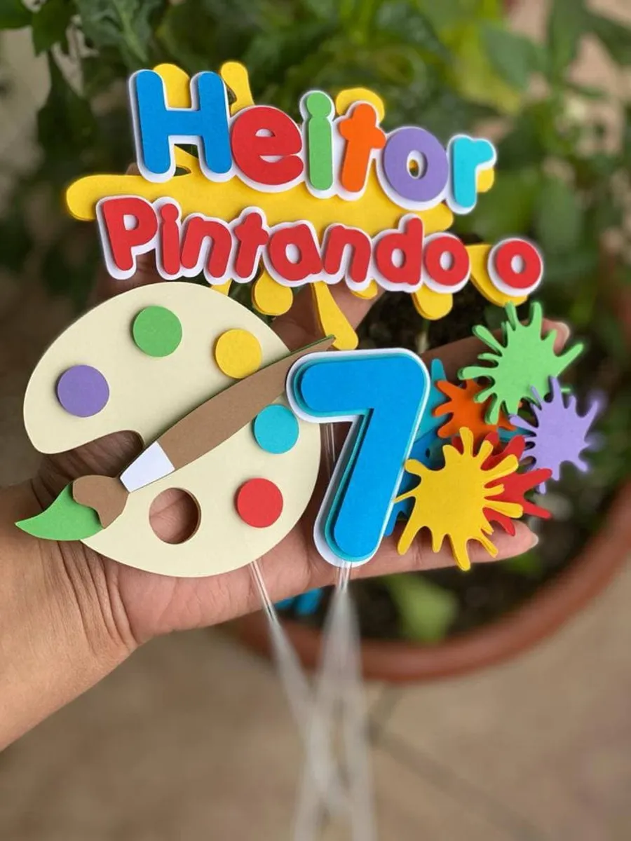 Topo de bolo pintando o 7 para imprimir studio
