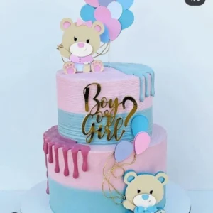 Topo de bolo ursinho cha revelação studio. Topper, decoração, temas e festas.