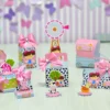 Centro de mesa tema Fazendinha Aquarela Rosa, arquivo digital Studio para decoração de festa de aniversário infantil para imprimir e cortar.