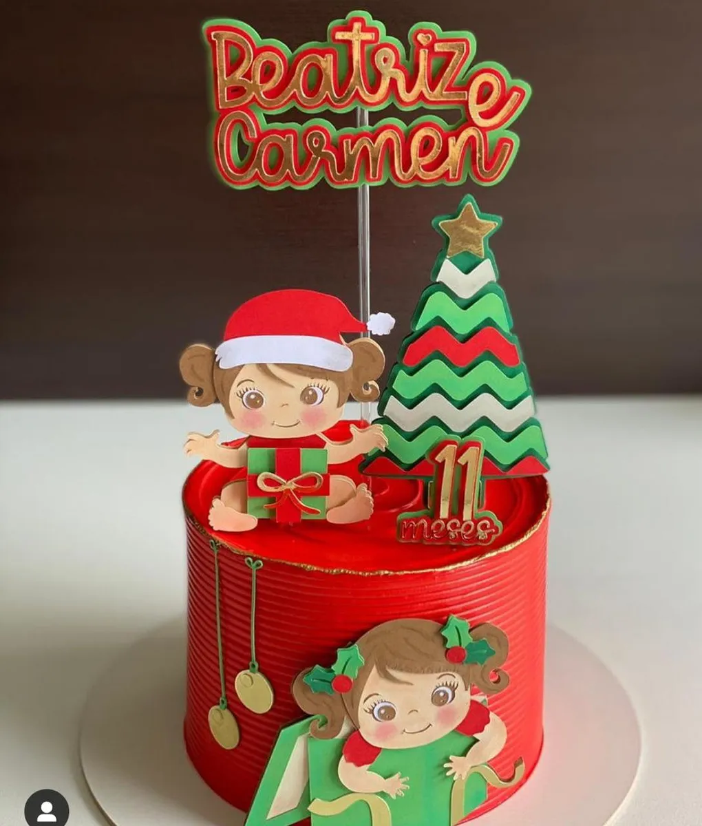 Arquivo Digital Topo Bolo Natal Menina Studio