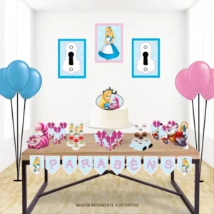 Arquivo de corte digital para debutante no tema Alice no País das Maravilhas nos formatos Studio e PDF para máquinas Silhouette ou tesoura, ideal para personalizados de luxo e convites.