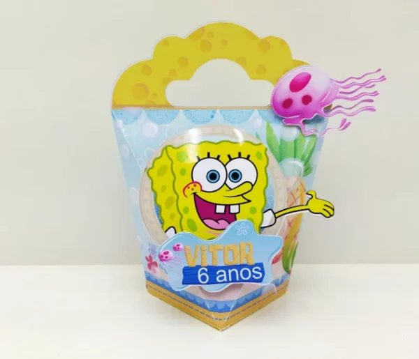Moldes digitais de decoração para aniversário simples tema Bob Esponja nos formatos Studio, PNG e PDF para impressão de alta resolução e personalizados de festas.
