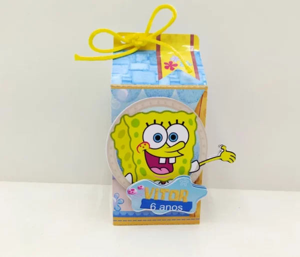 Molde de topo de bolo temático Bob Esponja simples nos formatos Studio, PNG e PDF para impressão em alta resolução e decoração de festas.