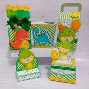 Arquivo de corte digital tema aniversário de dinossauro para menino nos formatos Studio e PDF para máquinas Silhouette ou tesoura, ideal para decoração de festas infantis e personalizados de luxo.