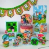 Arquivo de corte tema Minecraft simples nos formatos Studio e PDF para máquinas Silhouette ou tesoura, ideal para decoração econômica de festas infantis.