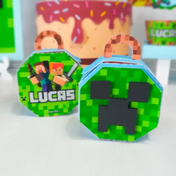 Arquivo para topo de bolo e itens de aniversário simples Minecraft nos formatos Studio e PDF, pronto para imprimir e recortar na Silhouette.