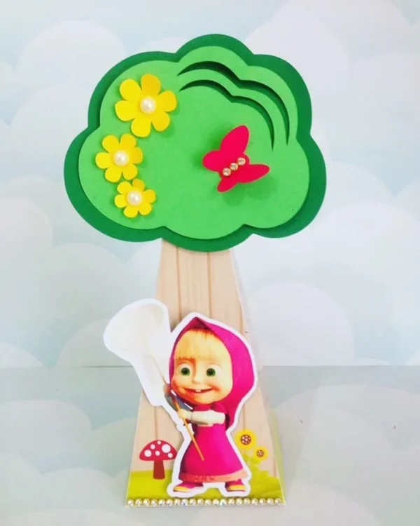 Moldes digitais de aniversário tema Masha e o Urso no formato Studio para impressão de alta resolução e decoração de festas personalizadas.