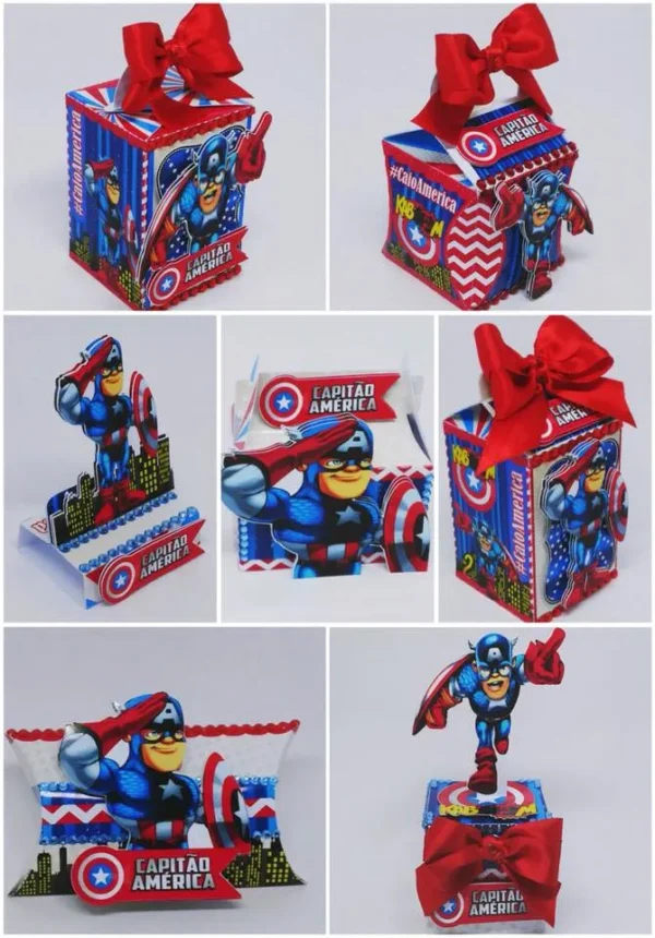 Arquivo digital para festa com tema Capitão América no formato Studio para máquinas de corte Silhouette, ideal para decoração de mesas e personalizados de aniversário.