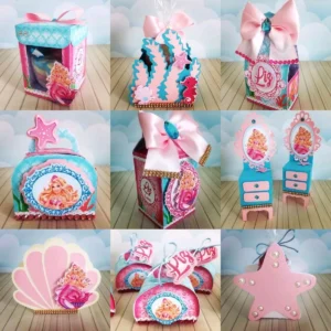 Arquivo de corte tema Barbie Sereia nos formatos Studio e PDF para máquinas Silhouette ou tesoura, ideal para decoração de festas sob o mar.