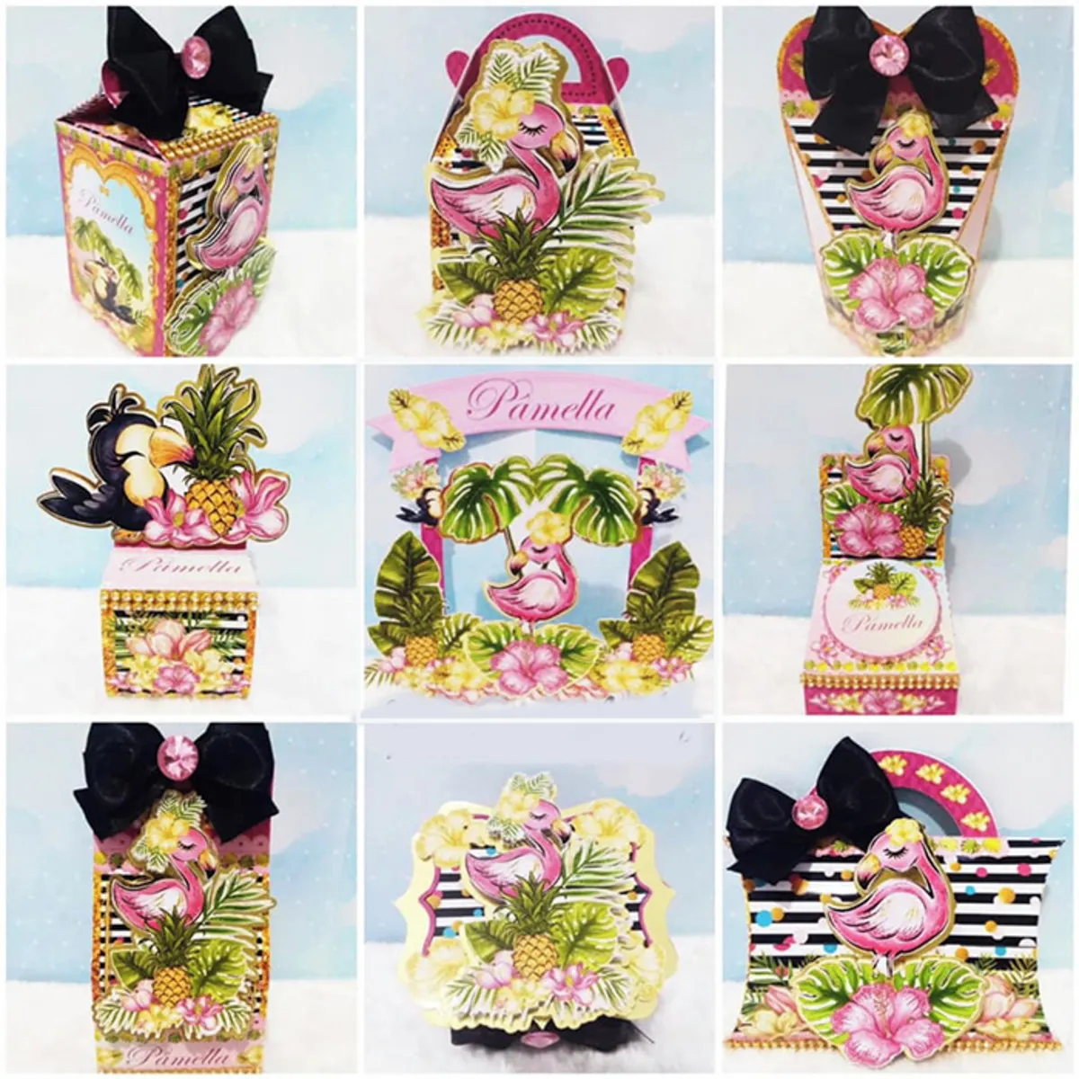 Arquivo digital tema Flamingo no formato Studio para máquinas de corte Silhouette, ideal para topo de bolo e itens de decoração para festas tropicais.