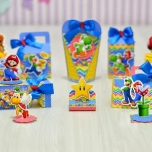 Arquivo digital para festa tema Mario e Luigi no formato Studio para topo de bolo e itens de decoração para imprimir e recortar na Silhouette.