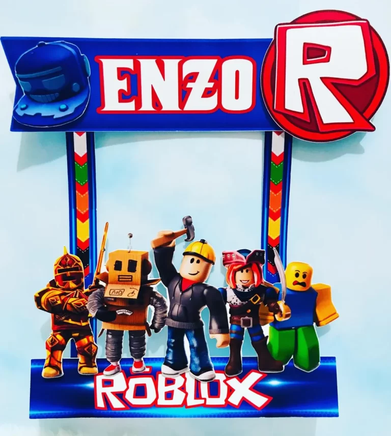 Conjunto de arquivos digitais tema Roblox para centro de mesa para imprimir e recortar nos formatos Studio e PDF.
