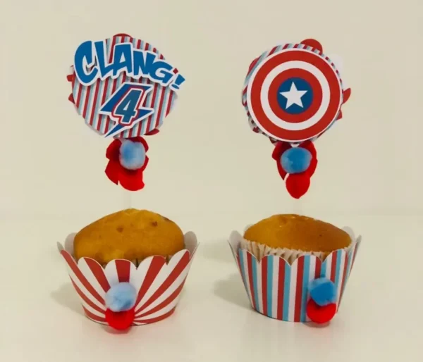 Moldes digitais de Capitão América para festa nos formatos Studio e PDF para impressão de alta qualidade e corte preciso na Silhouette.