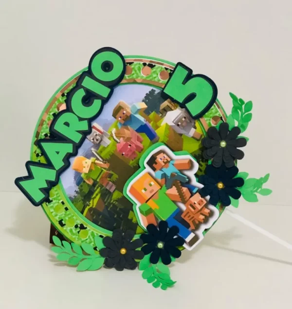 Arquivo de corte para caixa e decoração tema Minecraft nos formatos Studio e PDF, ideal para lembrancinhas de festas de aniversário.
