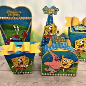 Arquivo de corte digital tema Bob Esponja no formato Studio para máquinas Silhouette, ideal para personalizados de luxo e decoração de festas infantis.