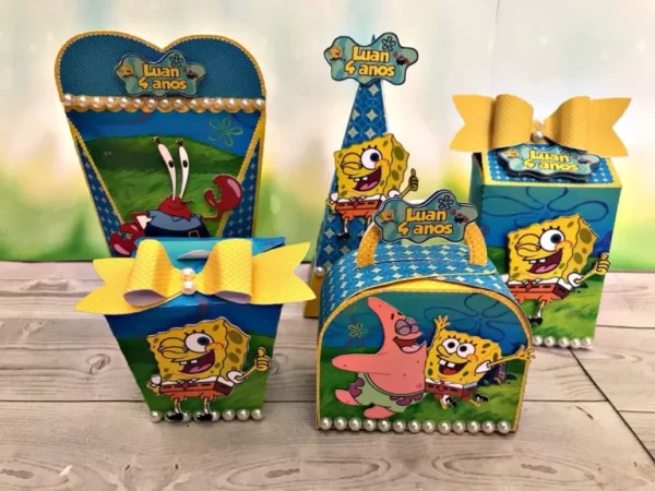 Arquivo de corte digital tema Bob Esponja no formato Studio para máquinas Silhouette, ideal para personalizados de luxo e decoração de festas infantis.