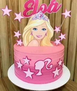 Arquivo digital de topper de bolo da Barbie no formato Studio para máquinas de corte Silhouette, ideal para decoração de festas infantis e personalizados de luxo.