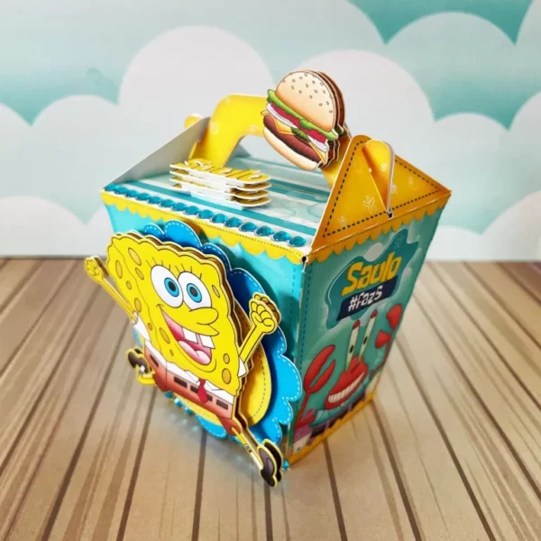 Arquivo de corte digital tema Bob Esponja nos formatos Studio, PNG e PDF para máquinas Silhouette ou tesoura, ideal para personalizados de luxo e festas infantis.