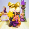 Molde de topo de bolo temático Enrolados nos formatos Studio e PDF para impressão em alta resolução e decoração de festas de princesas.