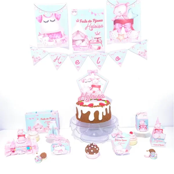Moldes digitais de corte para Festa do Pijama nos formatos Studio e PDF para impressão de alta resolução e decoração de festas personalizadas.