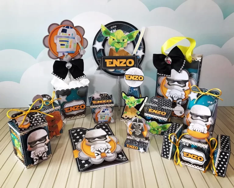 Molde de topo de bolo temático Star Wars nos formatos Studio, PNG e PDF para impressão em alta resolução e decoração de festas geeks.