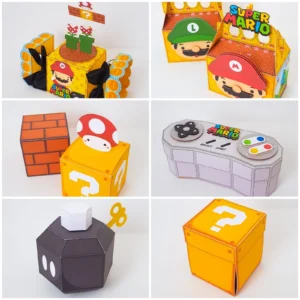 Arquivo de corte digital para topper de bolo e itens de decoração tema Super Mario nos formatos Studio e PDF para Silhouette.