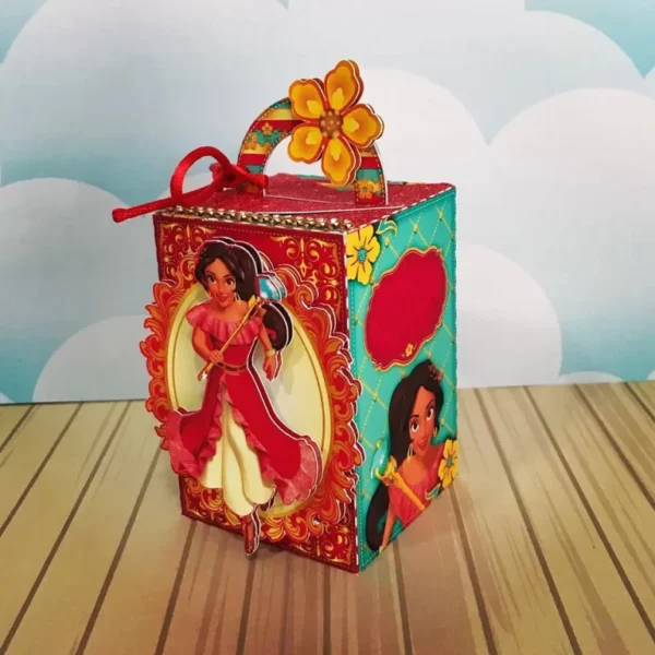 Conjunto de arquivos digitais tema Elena de Avalor para centros de mesa para imprimir e recortar nos formatos Studio, PNG e PDF.