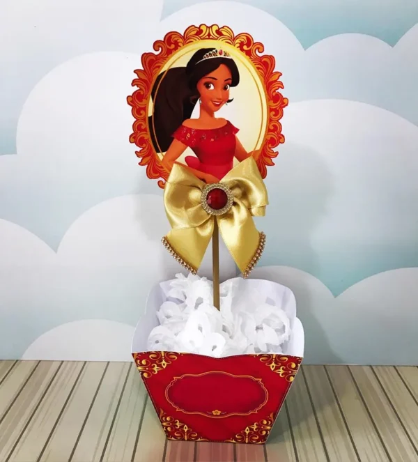 Arquivo de corte digital para topper de mesa e itens de decoração tema Princesa Elena nos formatos Studio, PNG e PDF para Silhouette.